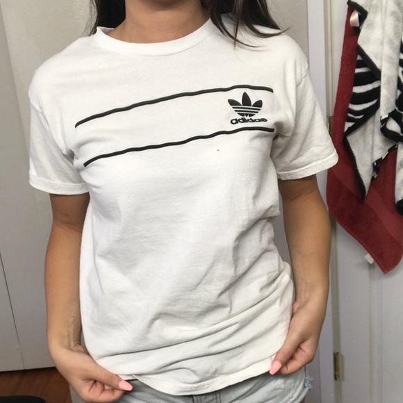 White Adidas Short Sleeve T Shirt Urban 